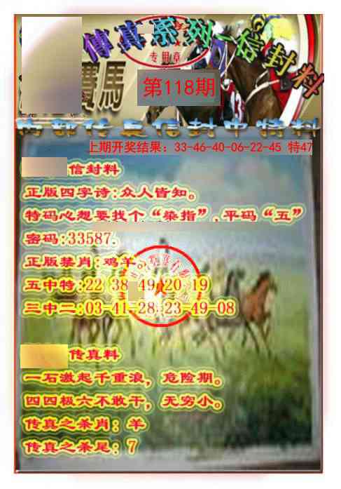 118期马会传真-信封料[图]