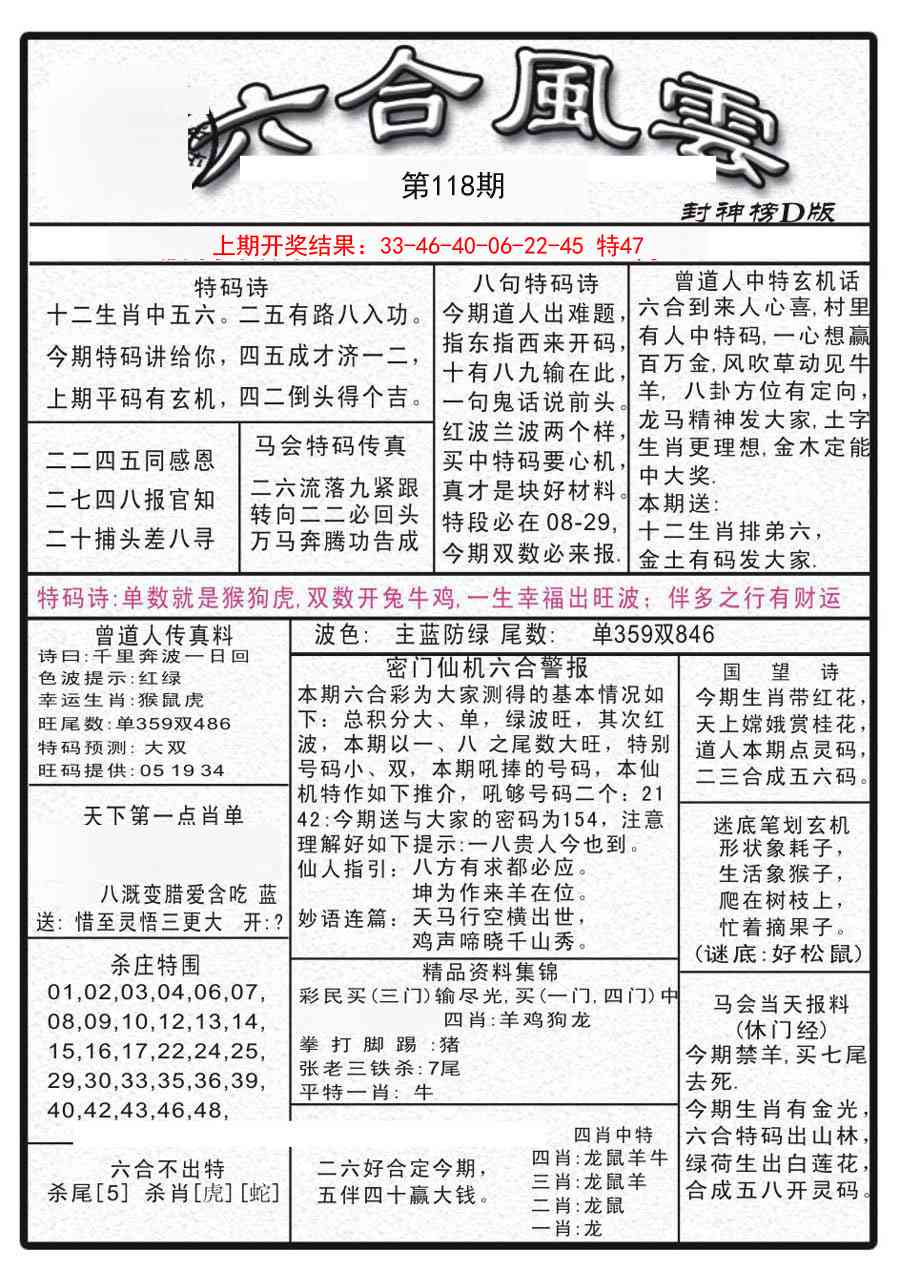 118期六合风云A[图]