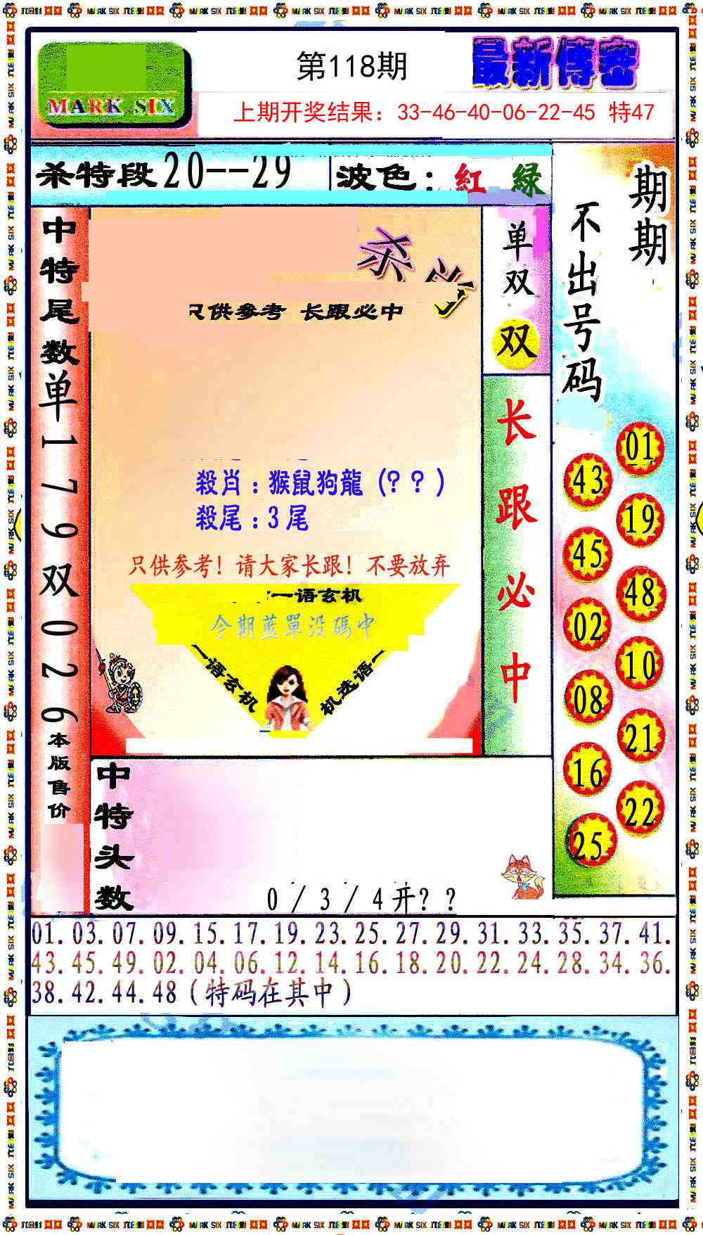 118期最新传密绝杀6肖[图]