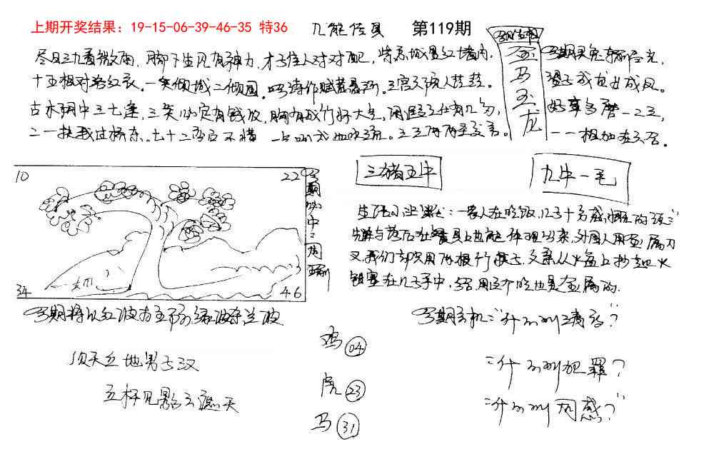 119期手写九龙内幕[图]