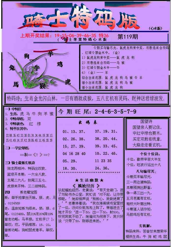 119期骑士特码版[图]