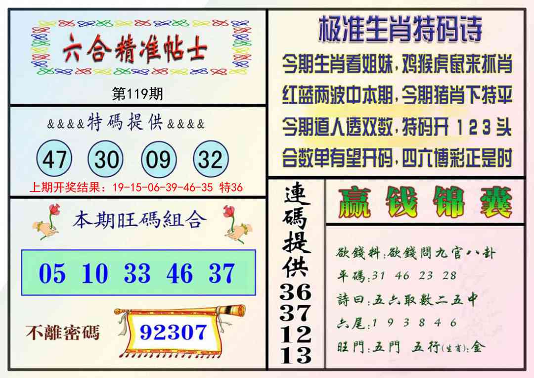 119期精准贴士[图]