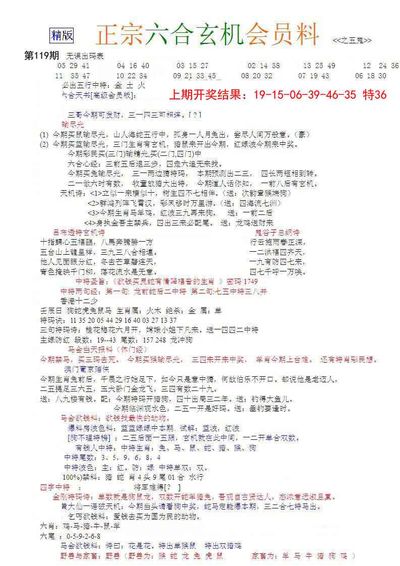 119期正宗六合玄机料[图]