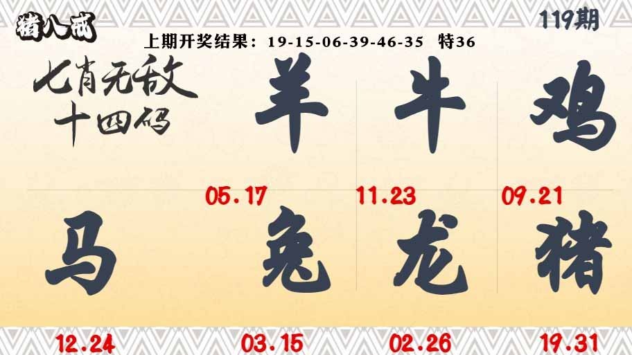 119期七肖无敌14码[图]