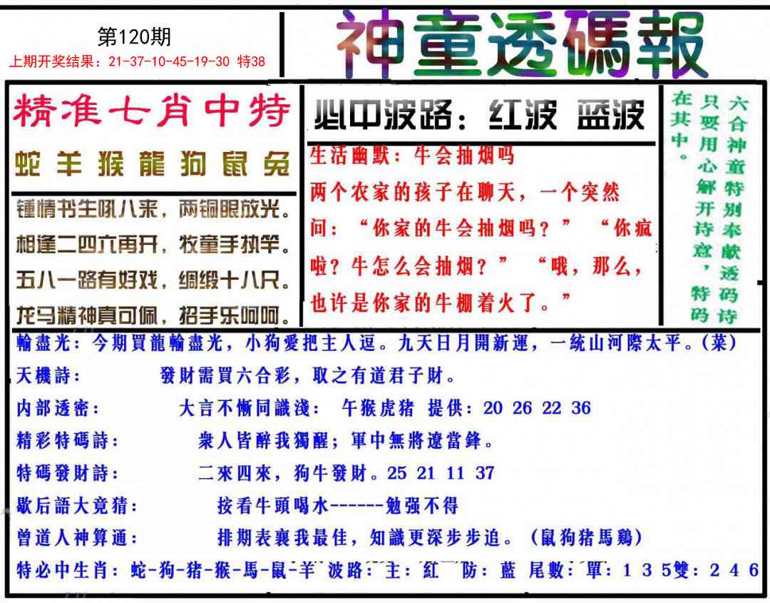 120期神童透码报[图]