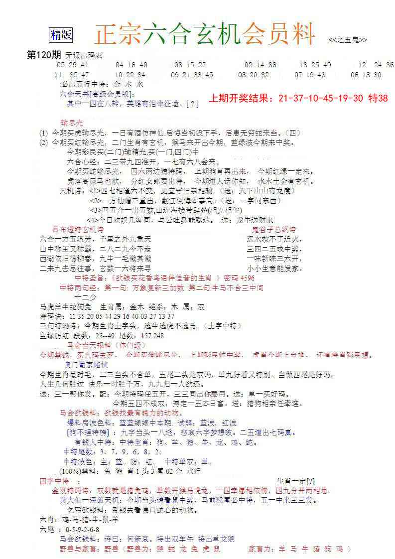 120期正宗六合玄机料[图]