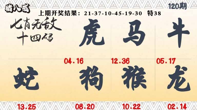 120期七肖无敌14码[图]