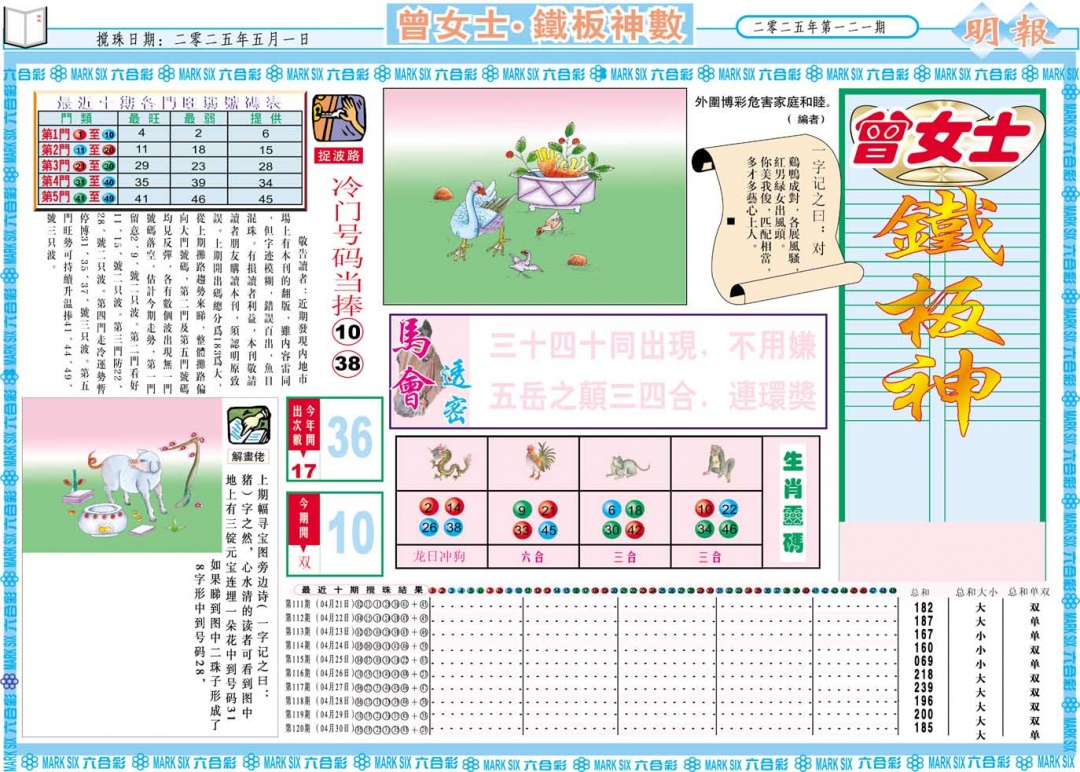 121期曾女士铁板神数A[图]