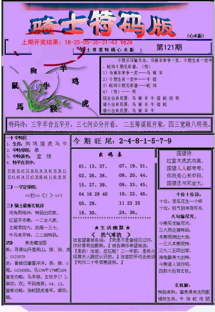 121期骑士特码版[图]