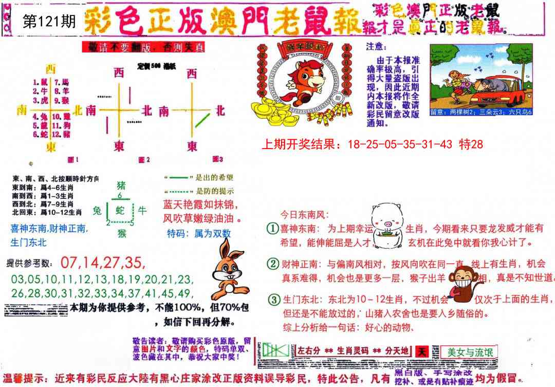 121期彩色正版澳门老鼠报[图]