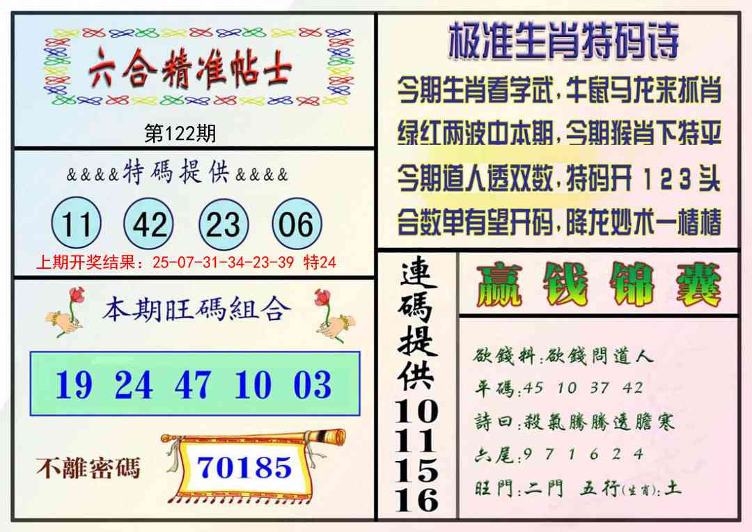 122期精准贴士[图]