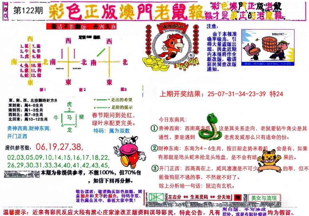 122期彩色正版澳门老鼠报[图]