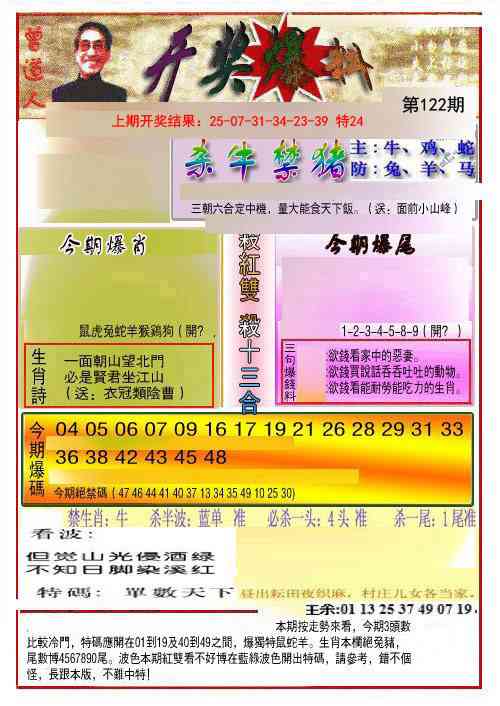 122期开奖爆料(新图推荐)[图]