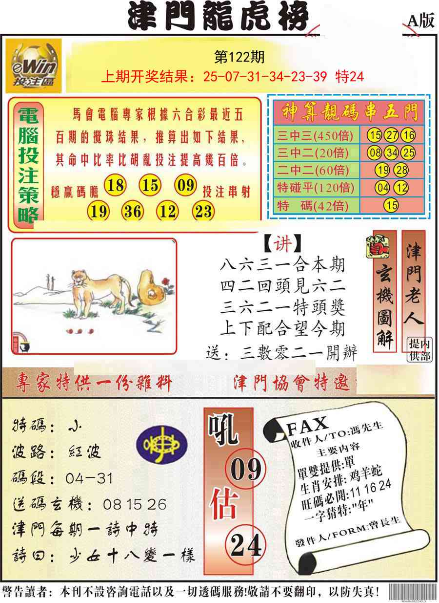 122期津门龙虎榜A[图]