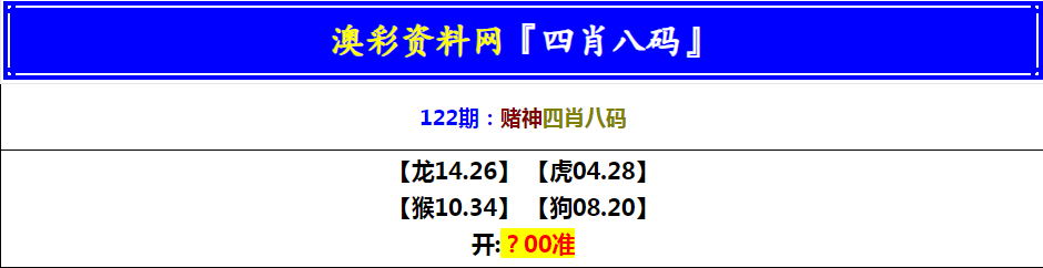 122期赌神四肖八码[图]