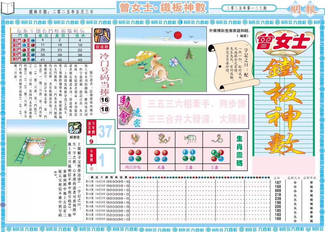 123期曾女士铁板神数A[图]