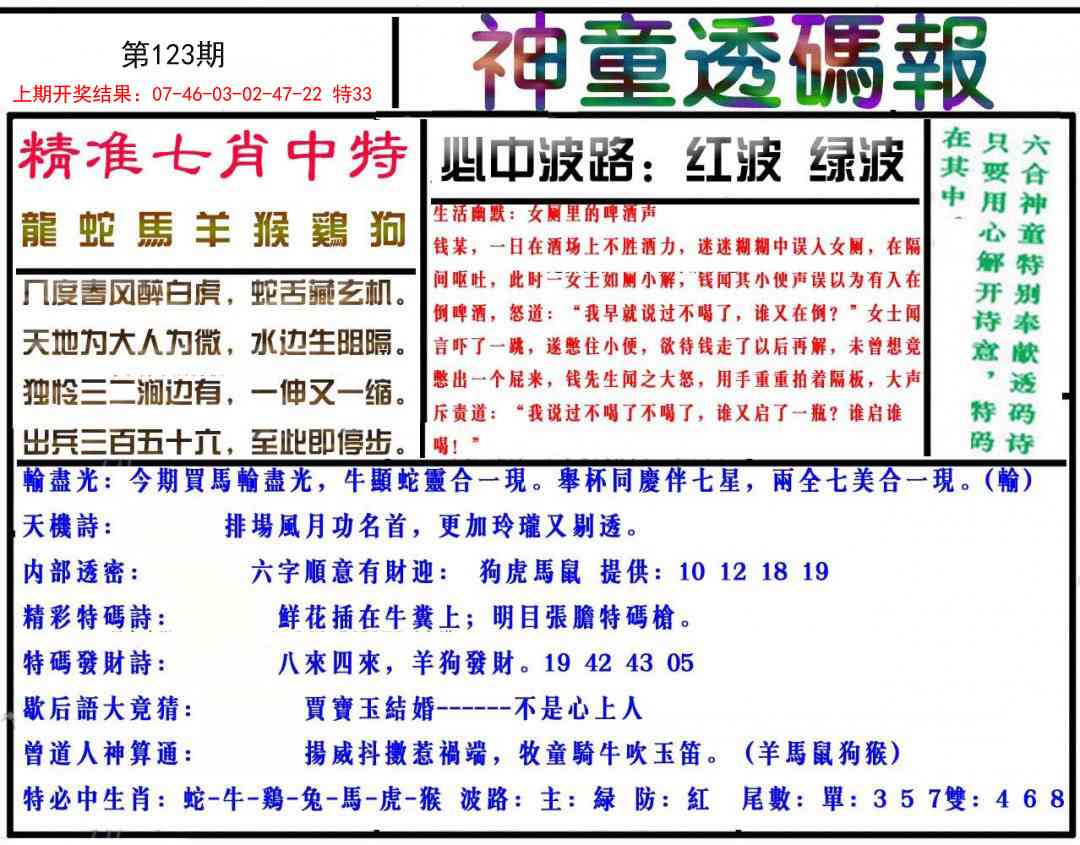 123期神童透码报[图]
