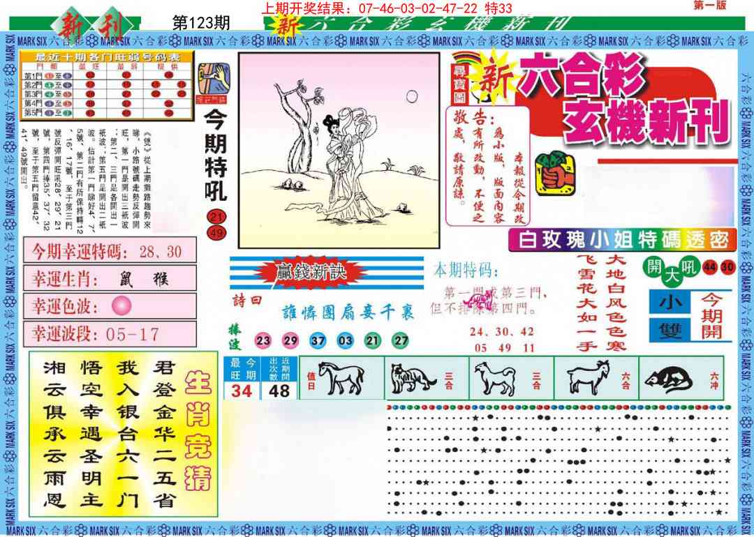123期新六合彩特码新刊A[图]