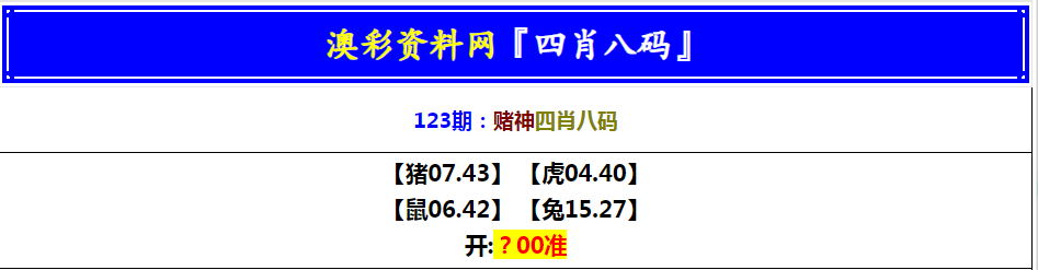 123期赌神四肖八码[图]