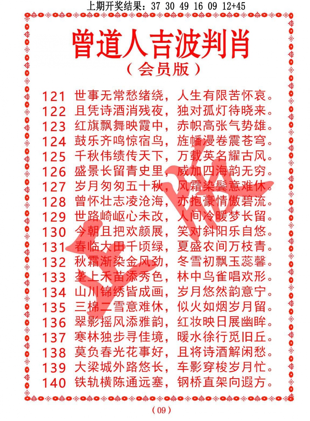 124期曾道人吉波判肖[图]