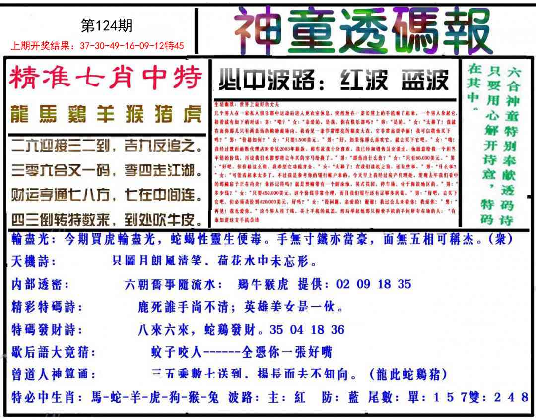 124期神童透码报[图]