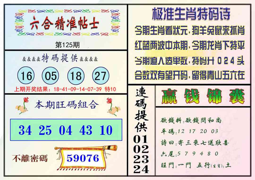 125期精准贴士[图]