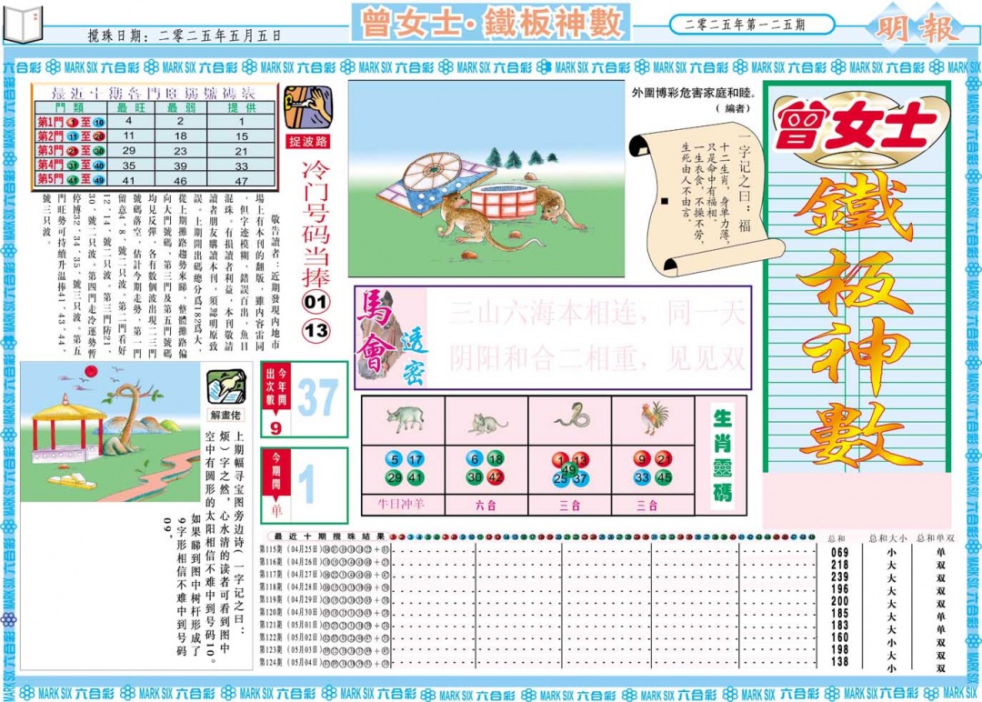 125期曾女士铁板神数A[图]