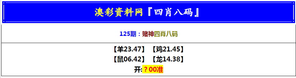 125期赌神四肖八码[图]