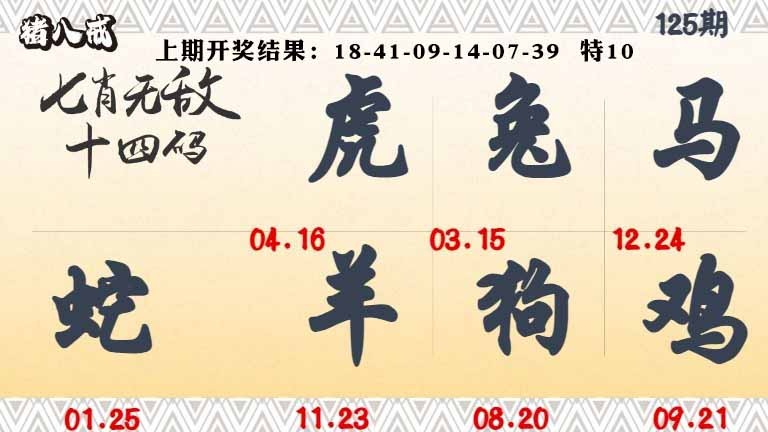 125期七肖无敌14码[图]