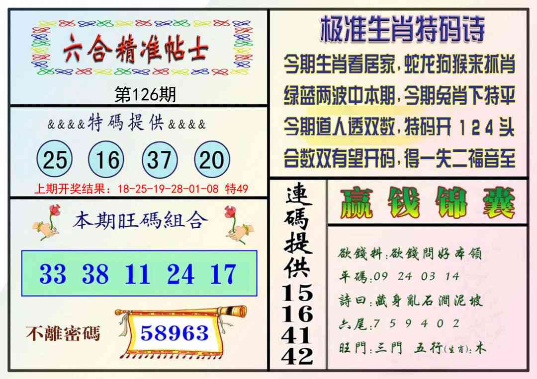 126期精准贴士[图]