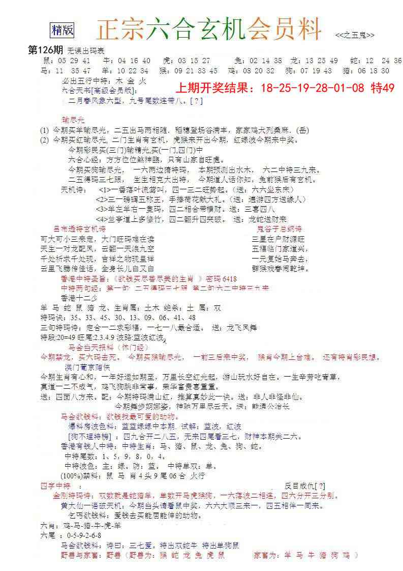 126期正宗六合玄机料[图]