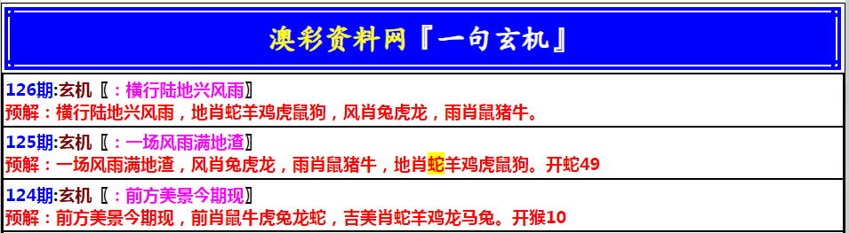 126期澳门一句玄机[图]
