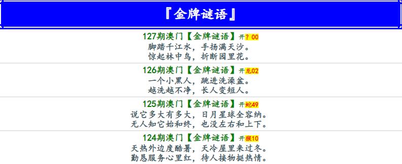 127期金牌谜语[图]