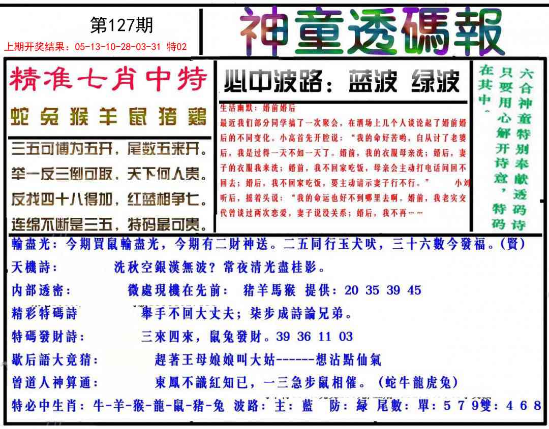 127期神童透码报[图]