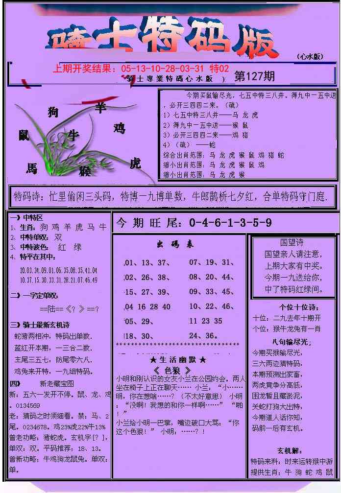 127期骑士特码版[图]