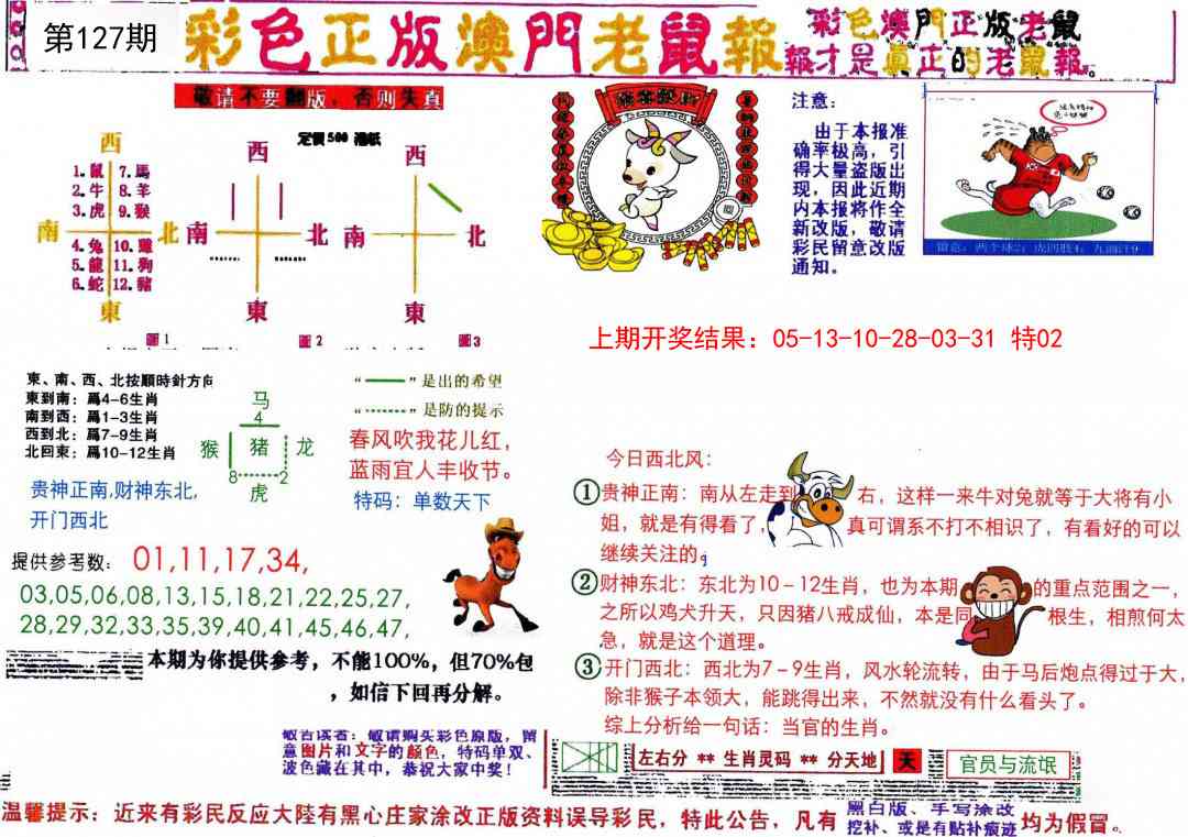 127期彩色正版澳门老鼠报[图]