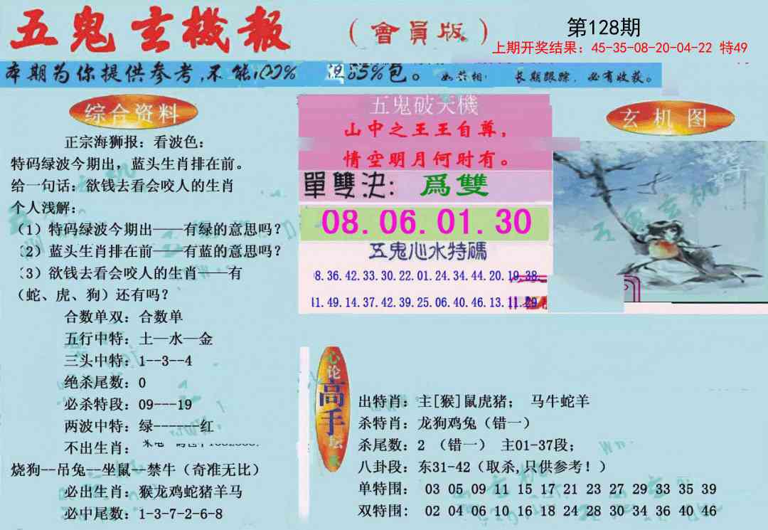 128期新五鬼玄机[图]