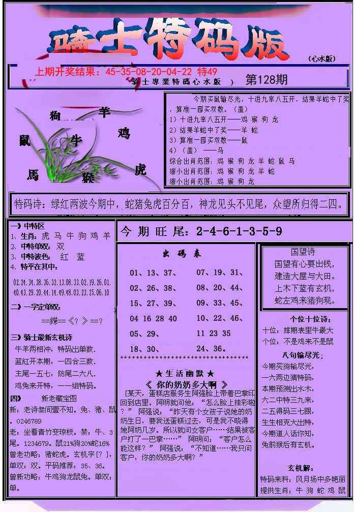 128期骑士特码版[图]