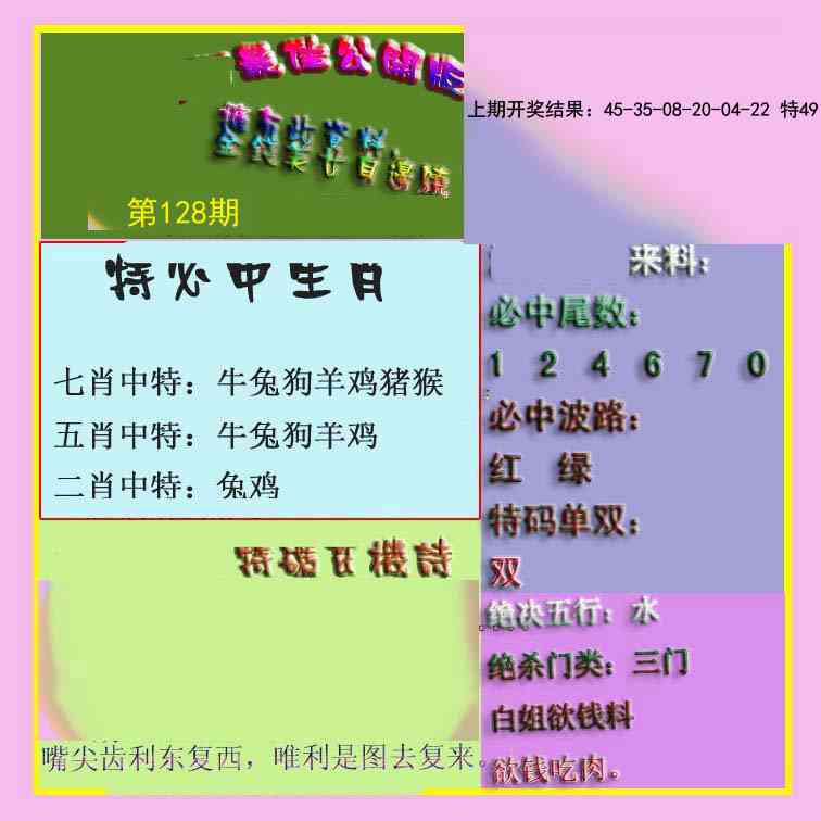 128期波肖门尾最佳公开版[图]