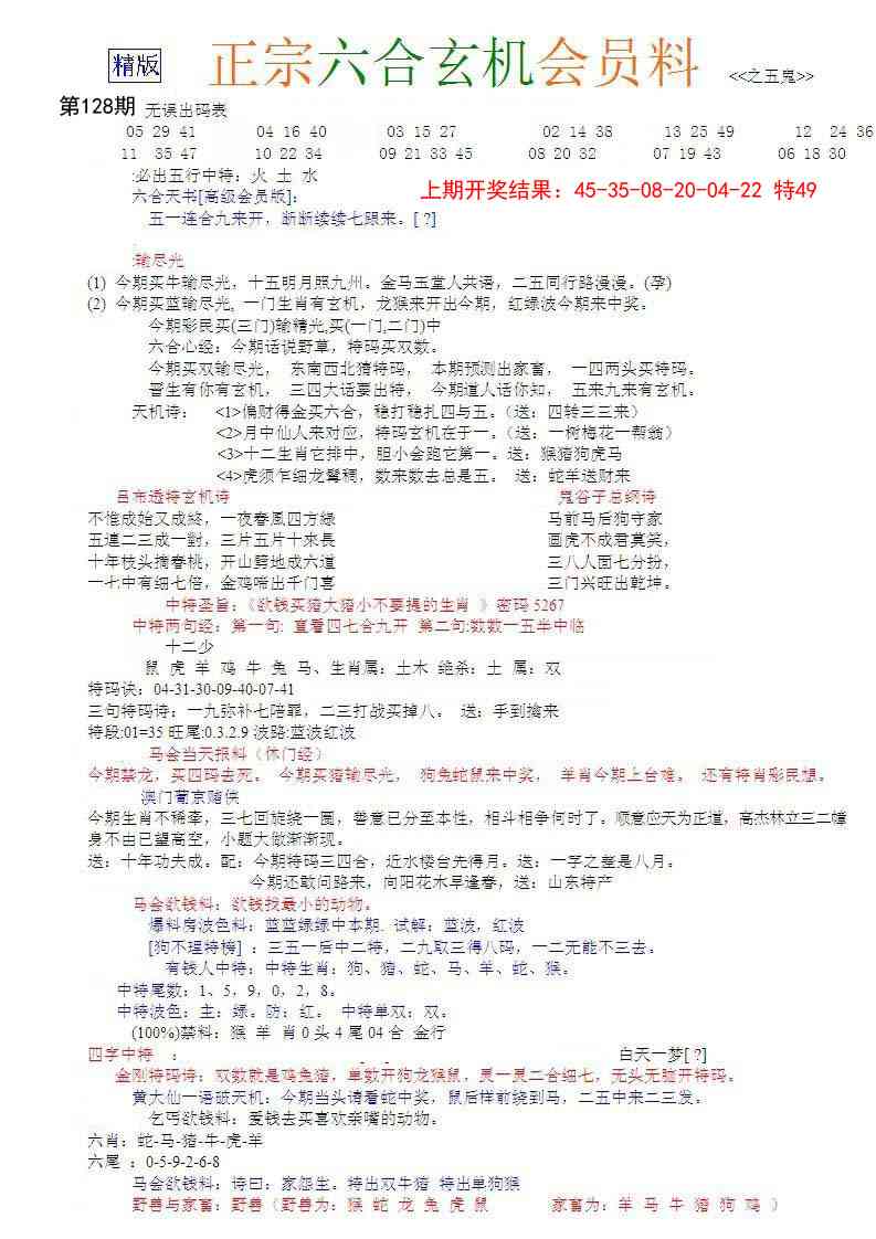 128期正宗六合玄机料[图]