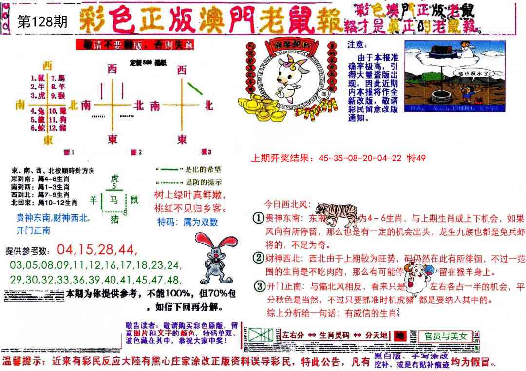 128期彩色正版澳门老鼠报[图]