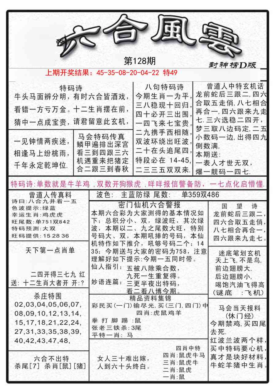 128期六合风云A[图]