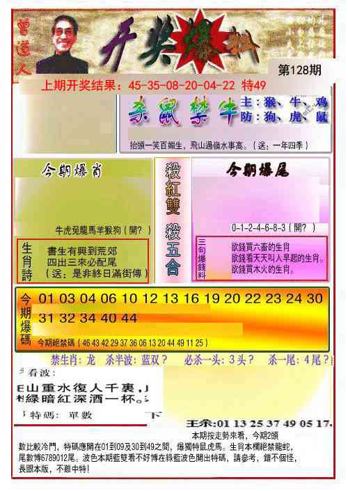 128期开奖爆料(新图推荐)[图]
