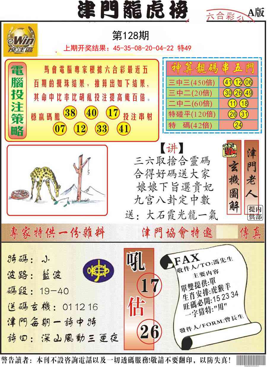 128期津门龙虎榜A[图]