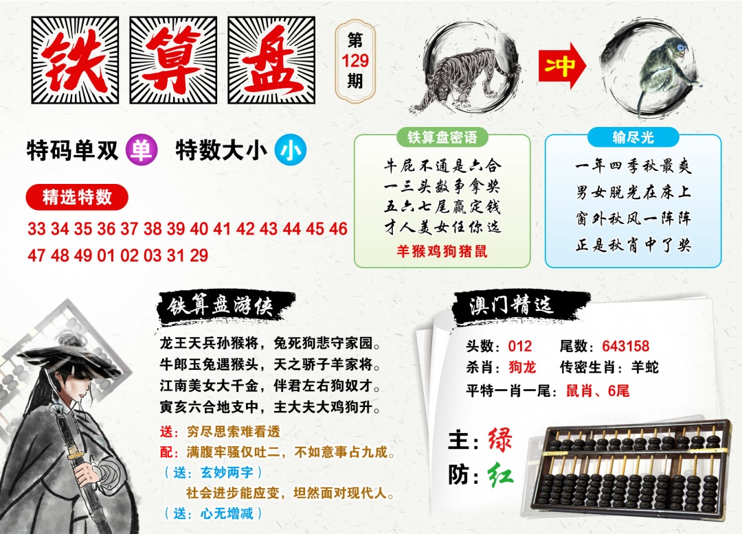 129期澳门铁算盘[图]