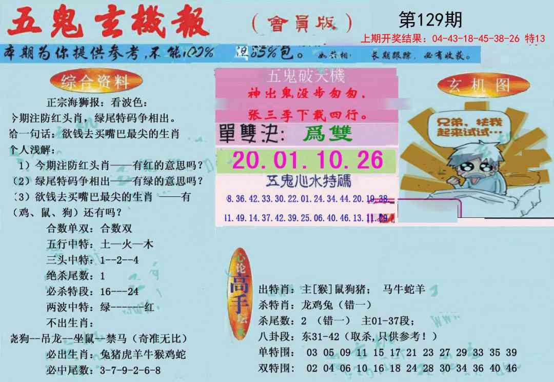 129期新五鬼玄机[图]