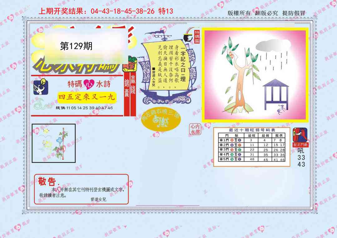 129期心水特码[图]