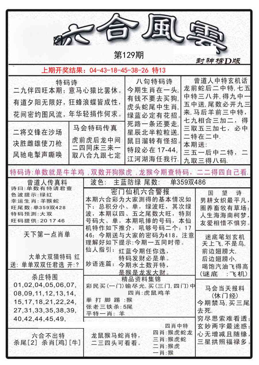 129期六合风云A[图]