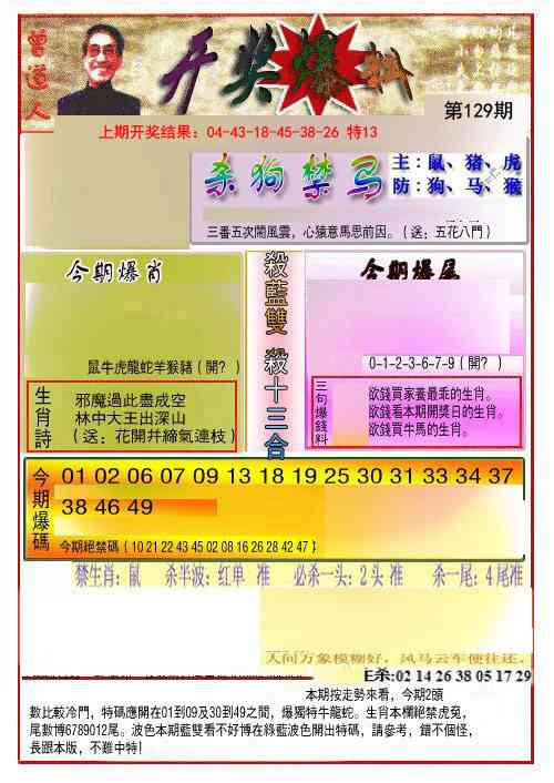 129期开奖爆料(新图推荐)[图]