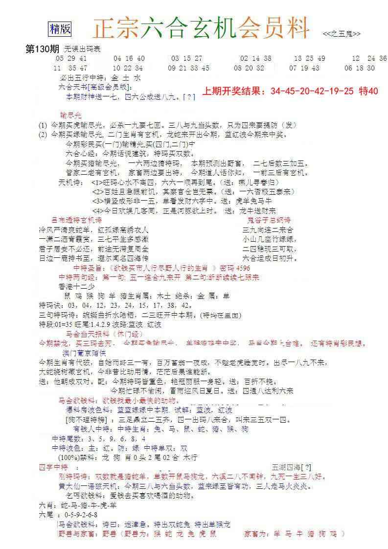 130期正宗六合玄机料[图]